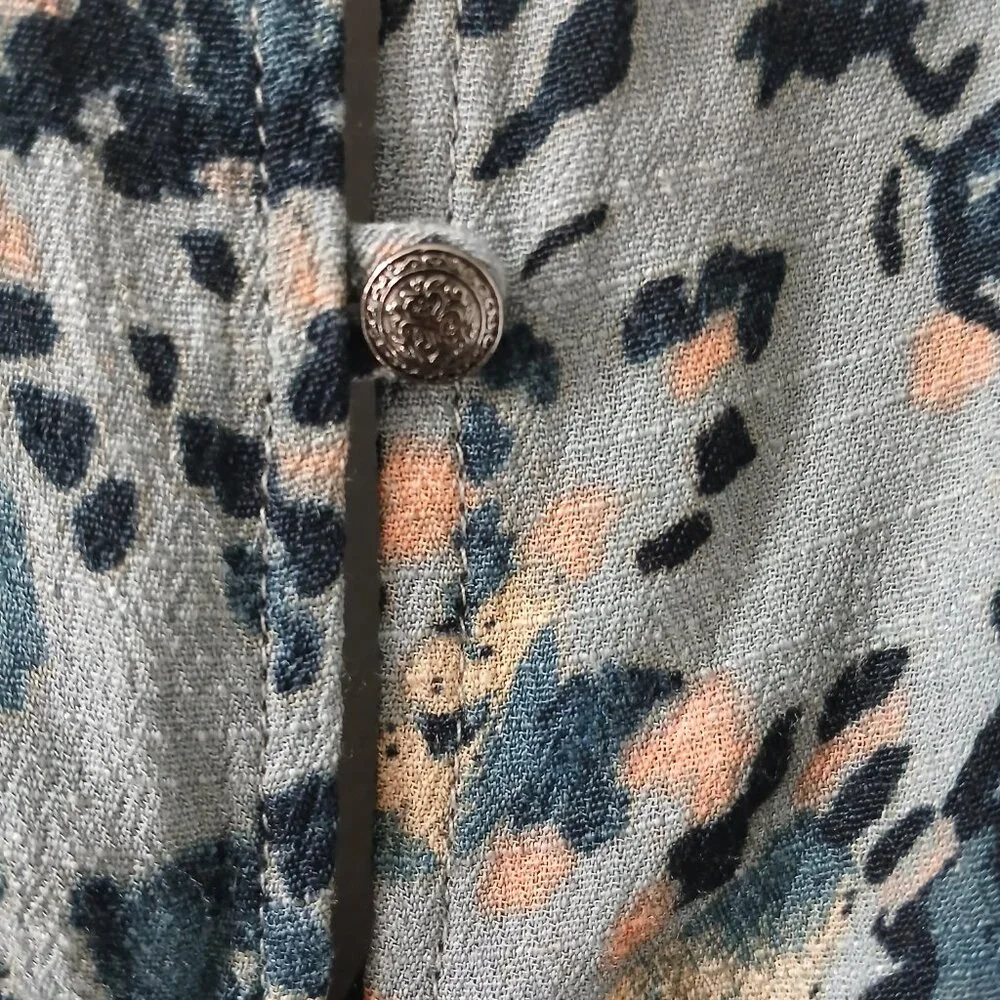 Free People Size S All the Right Ruffles Blue Floral Romper Flutter Sleeve Vneck
